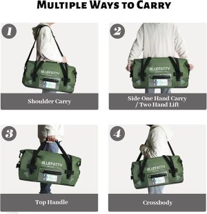 Waterproof Motorcycle Duffel Bag Roll Top Dry Duffel Bag with Quick-fixed Straps for Rafting, Boating, Kayaking, Travel, 50L/70L(Army Green) - 图片 2