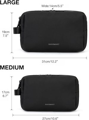 BAGSMART Toiletry Bag for Men, Travel Toiletry Organizer Dopp Kit Water-resistant Shaving Bag for Toiletries Accessories, Door Room Essentials, Black-medium - 图片 2