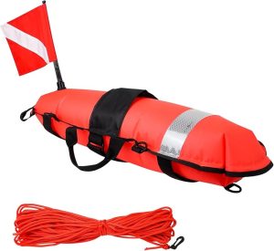 Luwint Hi-Vi Inflatable Dive Float Buoy and 5ft Surface Marker Buoy
