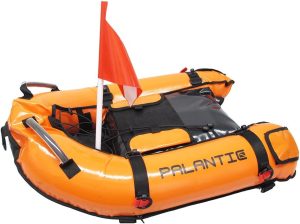 Scuba Diving Inflatable Gangway Float Boat with Dive Flag & Air Pump, Orange
