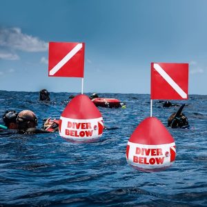 Maitys Heavy Duty PVC Dive Flag Float Freediving Rope Set Inflatable Signal Floater with Dive Flag Freediving Lanyard Leash for Snorkeling Water Sport Signaling Swimming Boating Fishing - 图片 2