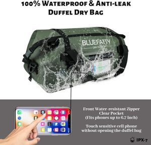 Waterproof Motorcycle Duffel Bag Roll Top Dry Duffel Bag with Quick-fixed Straps for Rafting, Boating, Kayaking, Travel, 50L/70L(Army Green) - 图片 4