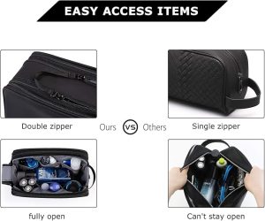 BAGSMART Toiletry Bag for Men, Travel Toiletry Organizer Dopp Kit Water-resistant Shaving Bag for Toiletries Accessories, Door Room Essentials, Black-medium - 图片 3