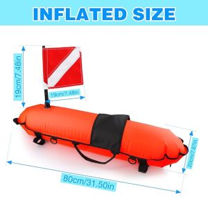 Spearfishing Buoy, Hi-Visibility Inflatable Torpedo Buoy Float Signal Floater Ball with Dive Safety Flag and 82ft Ropes for Scuba Diving, Freediving, Snorkeling, Swimming - 图片 4