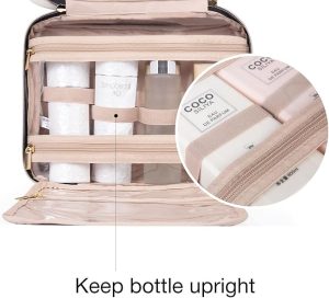 Toiletry Bag Travel Bag with Hanging Hook, Water-resistant Makeup Cosmetic Bag Travel Organizer for Accessories, Shampoo, Full-size Container, Toiletries (Black, Medium) - 图片 6