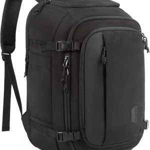 Travel Backpack Carry on Flight Approved, 30L Lightweight Backpack Fits 17.3 Inch Laptop for Men Women, Water Resistant Personal Item Travel Bag with USB Charging Port, Black