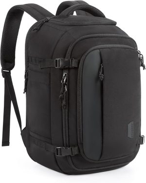 Travel Backpack Carry on Flight Approved, 30L Lightweight Backpack Fits 17.3 Inch Laptop for Men Women, Water Resistant Personal Item Travel Bag with USB Charging Port, Black