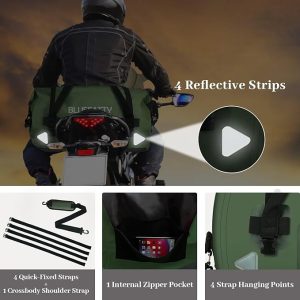 Waterproof Motorcycle Duffel Bag Roll Top Dry Duffel Bag with Quick-fixed Straps for Rafting, Boating, Kayaking, Travel, 50L/70L(Army Green) - 图片 5