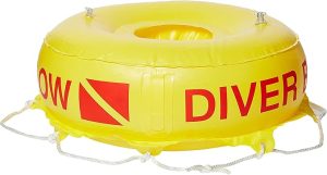 Scuba Diving Deluxe Diver Below Inflatable Float and Flag Bouy