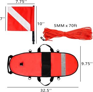 Luwint Hi-Vi Inflatable Dive Float Buoy and 5ft Surface Marker Buoy - 图片 2