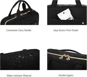 Toiletry Bag Travel Bag with Hanging Hook, Water-resistant Makeup Cosmetic Bag Travel Organizer for Accessories, Shampoo, Full-size Container, Toiletries (Black, Medium) - 图片 5