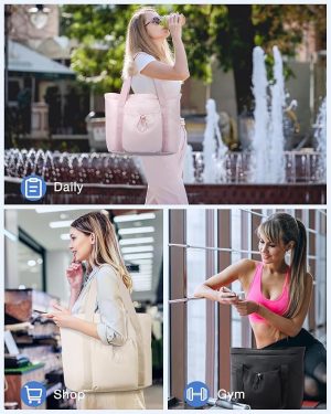 Tote Bag for Women, Tote Shoulder Bag with Laptop Compartment and Zipper Handbag for Travel, Work - 图片 6