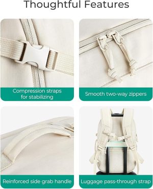 Travel Backpack for Women, 30L Travel Backpack Carry On Flight Approved, TSA Approved Personal Item Travel Bag, Water Resistant Weekender Bag Luggage Daypack, Beige - 图片 2