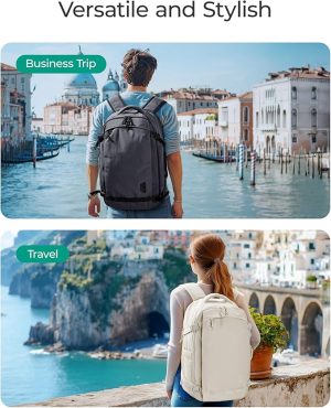 Travel Backpack for Women, 30L Travel Backpack Carry On Flight Approved, TSA Approved Personal Item Travel Bag, Water Resistant Weekender Bag Luggage Daypack, Beige - 图片 3